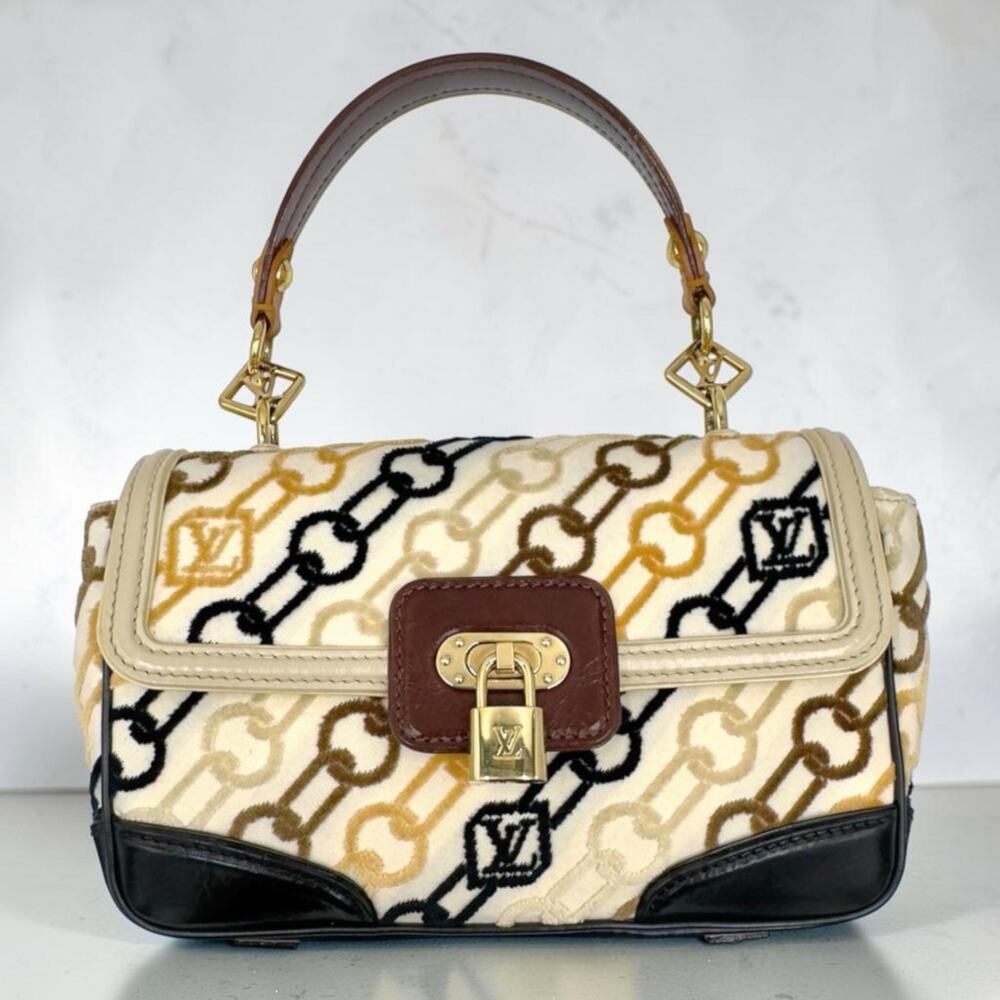 Dolly Bag Velvet Monogram Chain Top Handle Cream Multicolor limited edition
